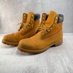 Timberland Wheat Nubuck Waterproof Leather Round Toe Lace Up Work Boots Mens 12